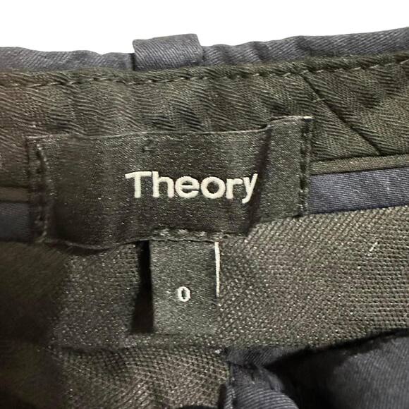 Theory Halientra Chino Wide-Leg Pants Cotton Blend Size 0 Navy #G0204217 - Picture 3 of 6